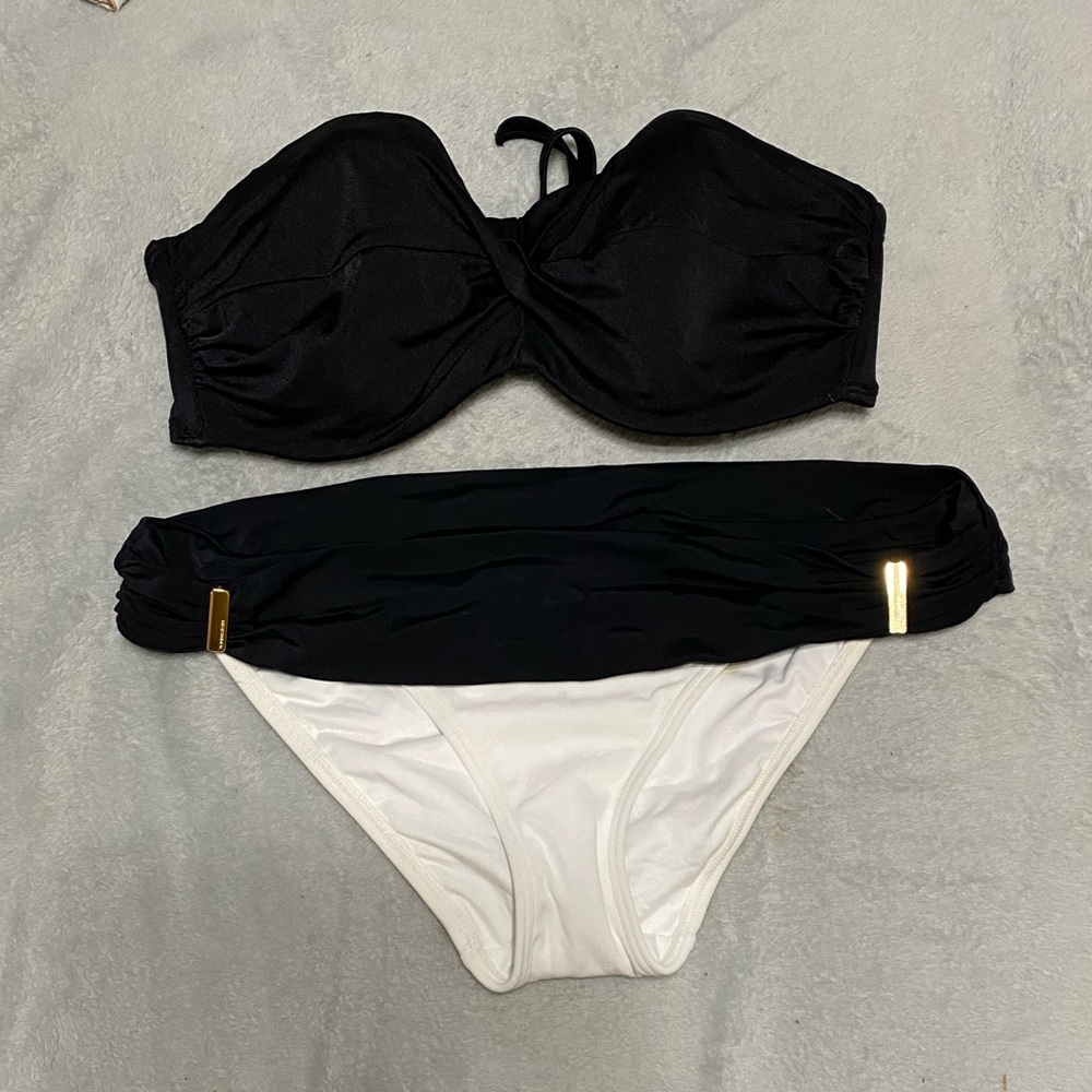 Victoria’s Secret Swim suit NWOT top 36 D bottoms Medium - strapless or straps